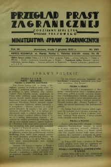 Przegląd Prasy Zagranicznej : codzienny biuletyn Wydziału Prasowego Ministerstwa Spraw Zagranicznych. R.7, nr 280 (7 grudnia 1932)