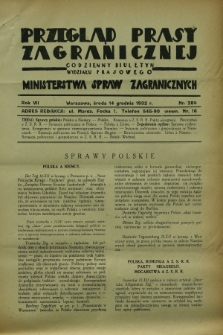 Przegląd Prasy Zagranicznej : codzienny biuletyn Wydziału Prasowego Ministerstwa Spraw Zagranicznych. R.7, nr 285 (14 grudnia 1932)