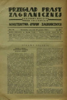Przegląd Prasy Zagranicznej : codzienny biuletyn Wydziału Prasowego Ministerstwa Spraw Zagranicznych. R.7, nr 296 (29 grudnia 1932)