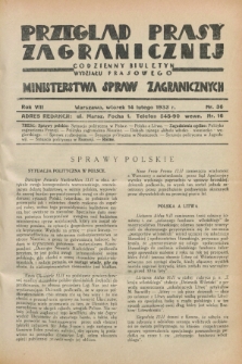 Przegląd Prasy Zagranicznej : codzienny biuletyn Wydziału Prasowego Ministerstwa Spraw Zagranicznych. R.8, nr 36 (14 lutego 1933)