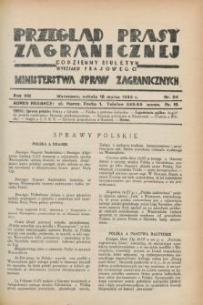 Przegląd Prasy Zagranicznej : codzienny biuletyn Wydziału Prasowego Ministerstwa Spraw Zagranicznych. R.8, nr 64 (18 marca 1933)