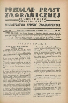 Przegląd Prasy Zagranicznej : codzienny biuletyn Wydziału Prasowego Ministerstwa Spraw Zagranicznych. R.8, nr 65 (20 marca 1933)