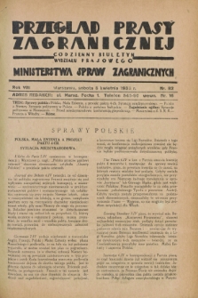 Przegląd Prasy Zagranicznej : codzienny biuletyn Wydziału Prasowego Ministerstwa Spraw Zagranicznych. R.8, nr 82 (8 kwietnia 1933)
