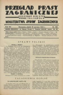 Przegląd Prasy Zagranicznej : codzienny biuletyn Wydziału Prasowego Ministerstwa Spraw Zagranicznych. R.8, nr 135 (16 czerwca 1933)