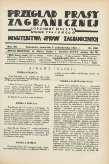 Przegląd Prasy Zagranicznej : codzienny biuletyn Wydziału Prasowego Ministerstwa Spraw Zagranicznych. R.8, nr 228 (5 października 1933)