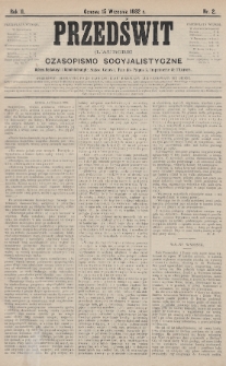 Przedświt = L'Aurore : czasopismo socyjalistyczne. R. 2, 1882, nr 2