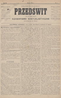 Przedświt = L'Aurore : czasopismo socyjalistyczne : wydawnictwo „Walki Klas”. R. 3, 1884, nr 4
