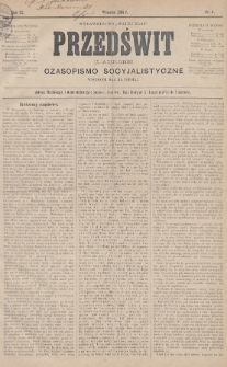 Przedświt = L'Aurore : czasopismo socyjalistyczne : wydawnictwo „Walki Klas”. R. 3, 1884, nr 5