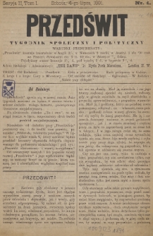 Przedświt : tygodnik społeczny i polityczny. Seria 2, T. 1, 1891, nr 1