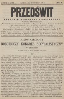 Przedświt : tygodnik społeczny i polityczny. Seria 2, T. 1, 1891, nr 8
