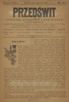 Przedświt : tygodnik społeczny i polityczny. Seria 2, T. 2, 1892, nr 27