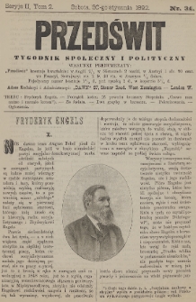 Przedświt : tygodnik społeczny i polityczny. Seria 2, T. 2, 1892, nr 31