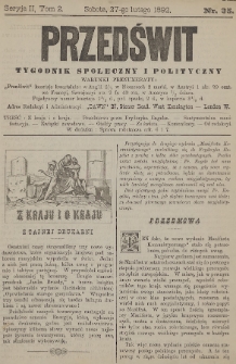 Przedświt : tygodnik społeczny i polityczny. Seria 2, T. 2, 1892, nr 35