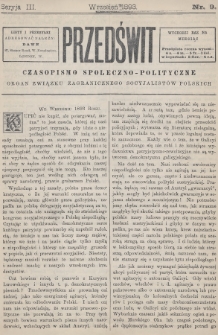 Przedświt : czasopismo społeczno-polityczne : organ Związku Zagranicznego Socyalistów Polskich. 1893, nr 9