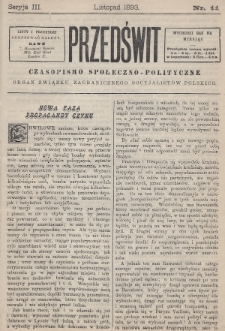 Przedświt : czasopismo społeczno-polityczne : organ Związku Zagranicznego Socyalistów Polskich. 1893, nr 11