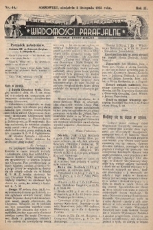 Wiadomości Parafjalne : dodatek do tygodników „Niedziela” i „Przewodnika Katolickiego”. 1935, nr 44