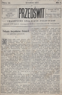 Przedświt : czasopismo społeczno-polityczne : organ Związku Zagranicznego Socyalistów Polskich. 1897, nr 7