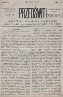 Przedświt : czasopismo społeczno-polityczne : organ Związku Zagranicznego Socyalistów Polskich. 1897, nr 10