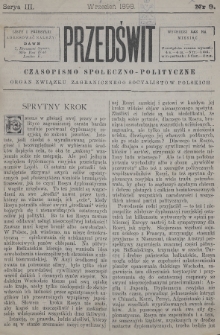 Przedświt : czasopismo społeczno-polityczne : organ Związku Zagranicznego Socyalistów Polskich. 1898, nr 9