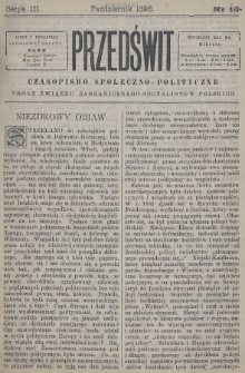 Przedświt : czasopismo społeczno-polityczne : organ Związku Zagranicznego Socyalistów Polskich. 1898, nr 10