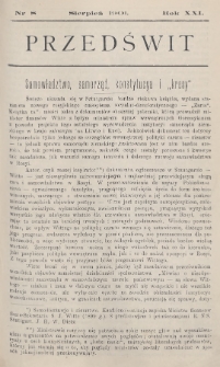 Przedświt : miesięcznik polityczno-społeczny : organ Polskiej Partyi Socyalistycznej. R. 21, 1901, nr 8