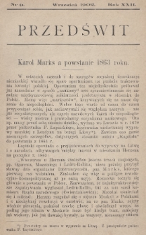 Przedświt : miesięcznik polityczno-społeczny : organ Polskiej Partyi Socyalistycznej. R. 22, 1902, nr 9