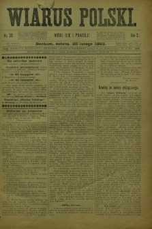 Wiarus Polski. R.2, nr 20 (20 lutego 1892)