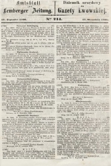 Amtsblatt zur Lemberger Zeitung = Dziennik Urzędowy do Gazety Lwowskiej. 1860, nr 214