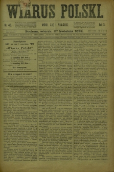 Wiarus Polski. R.2, nr 46 (27 kwietnia 1892)