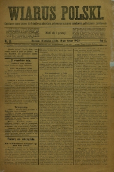 Wiarus Polski : codzienne pismo ludowe dla Polaków na obczyźnie, poświęcone sprawom narodowym, politycznym i zarobkowym. R.13, nr 39 (18 lutego 1903) + dod.