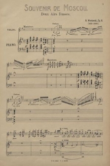 Souvenir de Moscou : deux airs russes : für violine und klavier : op. 6