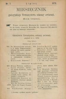 Miesięcznik galicyjskiego Towarzystwa Ochrony Zwierząt. R.3, nr 7 (lipiec 1878)