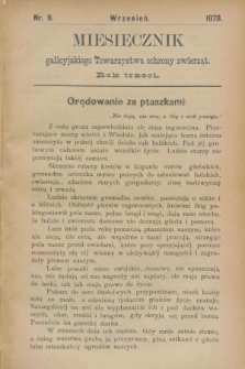 Miesięcznik galicyjskiego Towarzystwa Ochrony Zwierząt. R.3, nr 9 (wrzesień 1878)