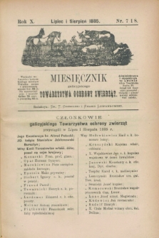 Miesięcznik galicyjskiego Towarzystwa Ochrony Zwierząt. R.10, nr 7/8 (lipiec i sierpień 1885)