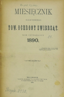Miesięcznik Galicyjskiego Tow. Ochrony Zwierząt. R.14, Spis rzeczy (1890)