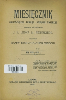 Miesięcznik Galicyjskiego Towarz. Ochrony Zwierząt. R.35, Spis rzeczy (1913)