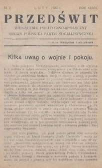 Przedświt : miesięcznik polityczno-społeczny : organ Polskiej Partji Socjalistycznej. R. 39, 1920, nr 2