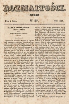Rozmaitości : pismo dodatkowe do Gazety Lwowskiej. 1847, nr 27