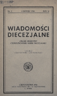 Wiadomości Diecezjalne : organ urzędowy Częstochowskiej Kurii Diecezjalnej. 1946, nr 3
