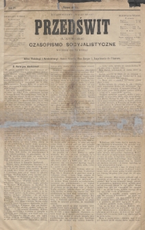Przedświt = L'Aurore : czasopismo socyjalistyczne : wydawnictwo „Walki Klas”. R. 4, 1885, nr 1