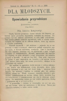 Dla Młodszych : dodatek do „Miesięcznika” nr 9 i 10 z r. 1898 (wrzesień i październik)