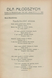 Dla Młodszych : dodatek do Miesięcznika galic. Tow. ochr. Zwierząt nr 11 z r. 1909 (listopad)