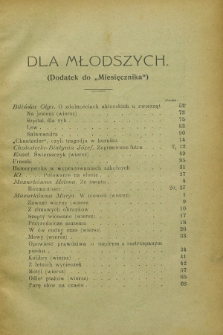 Dla Młodszych : dodatek do „Miesięcznika”. 1910, spis rzeczy