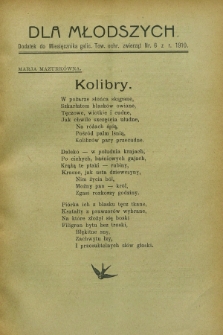 Dla Młodszych : dodatek do Miesięcznika galic. Tow. ochr. Zwierząt nr 6 z r. 1910 (czerwiec)