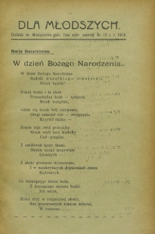 Dla Młodszych : dodatek do Miesięcznika galic. Tow. ochr. zwierząt nr 12 z r. 1910 (grudzień)