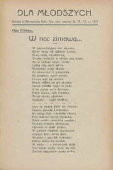Dla Młodszych : dodatek do Miesięcznika galic. Tow. ochr. Zwierząt nr 11 i 12 z r. 1911 (listopad i grudzień)