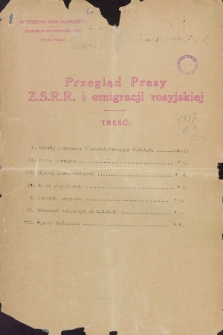 Przegląd Prasy Z.S.R.R. i emigracji rosyjskiej. 1927, nr 1 (5 października)