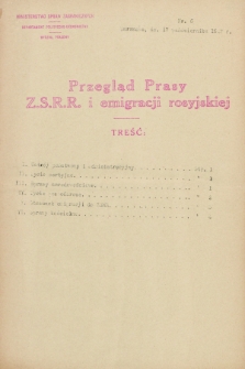 Przegląd Prasy Z.S.R.R. i emigracji rosyjskiej. 1927, nr 6 (17 października)