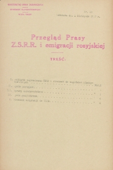 Przegląd Prasy Z.S.R.R. i emigracji rosyjskiej. 1927, nr 13 (2 listopada)