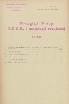 Przegląd Prasy Z.S.R.R. i emigracji rosyjskiej. 1927, nr 20 (18 listopada)